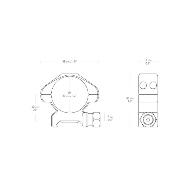Hawke 30mm Precision Stl Ringst til sigtekikkert - Medium Hjde