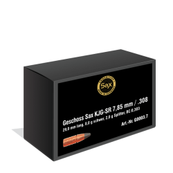 Sax .30 / 7,62mm Projektil - 8gram - 123grain - 50 stk - Blyfri