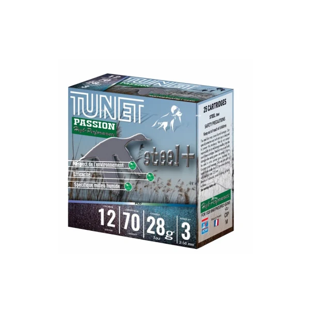 Tunet Passion Steel+ | 12/70 | 28gr. | Hagl 3 | 25stk