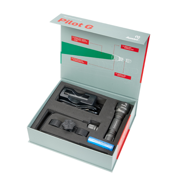 Hunter Pilot Green LED Lygtest m/ genopladelig batteri 