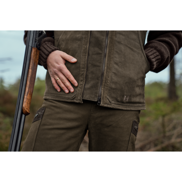 Hrkila Pro Hunter leather waistcoat Willow green