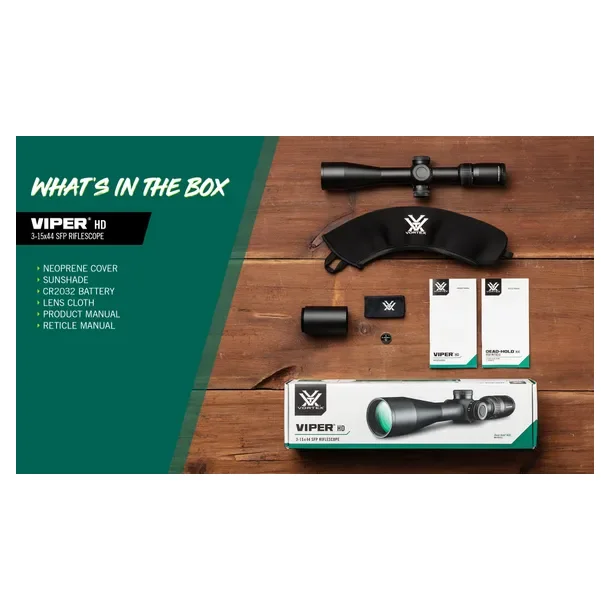 Vortex Viper HD 3-15x44 Sigtekikkert m/ Dead-Hold BDC (MOA)